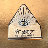 Protective Eye Decal Handmade Pin tie tack Pin included Embroidered Eye Frayed Natural Denim Lapel positive art stocking stuffer office gift Brooches & Lapel Pins