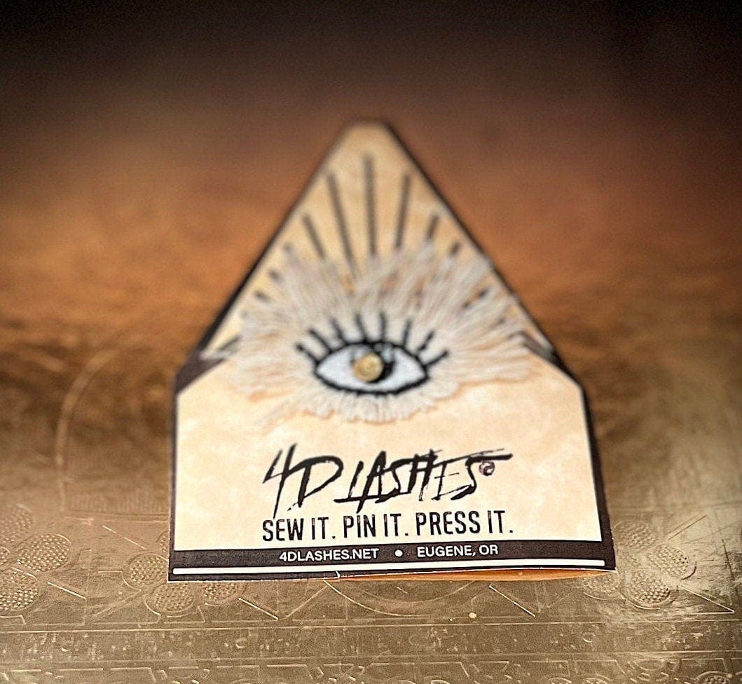 Protective Eye Decal Handmade Pin tie tack Pin included Embroidered Eye Frayed Natural Denim Lapel positive art stocking stuffer office gift Brooches & Lapel Pins