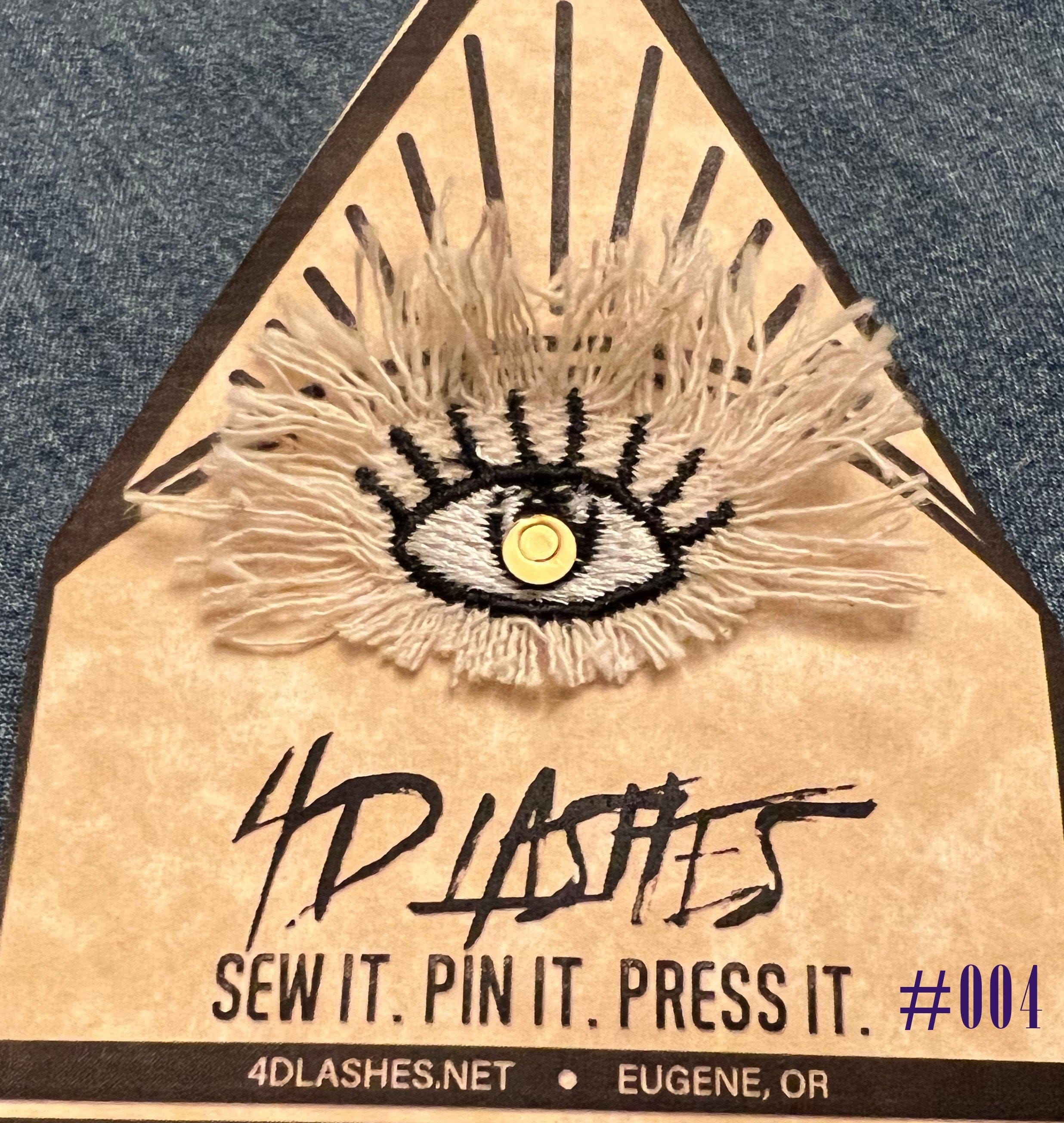 Protective Eye Decal Handmade Pin tie tack Pin included Embroidered Eye Frayed Natural Denim Lapel positive art stocking stuffer office gift Brooches & Lapel Pins