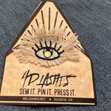 Protective Eye Decal Handmade Pin tie tack Pin included Embroidered Eye Frayed Natural Denim Lapel positive art stocking stuffer office gift Brooches & Lapel Pins