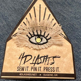 Protective Eye Decal Handmade Pin tie tack Pin included Embroidered Eye Frayed Natural Denim Lapel positive art stocking stuffer office gift Brooches & Lapel Pins