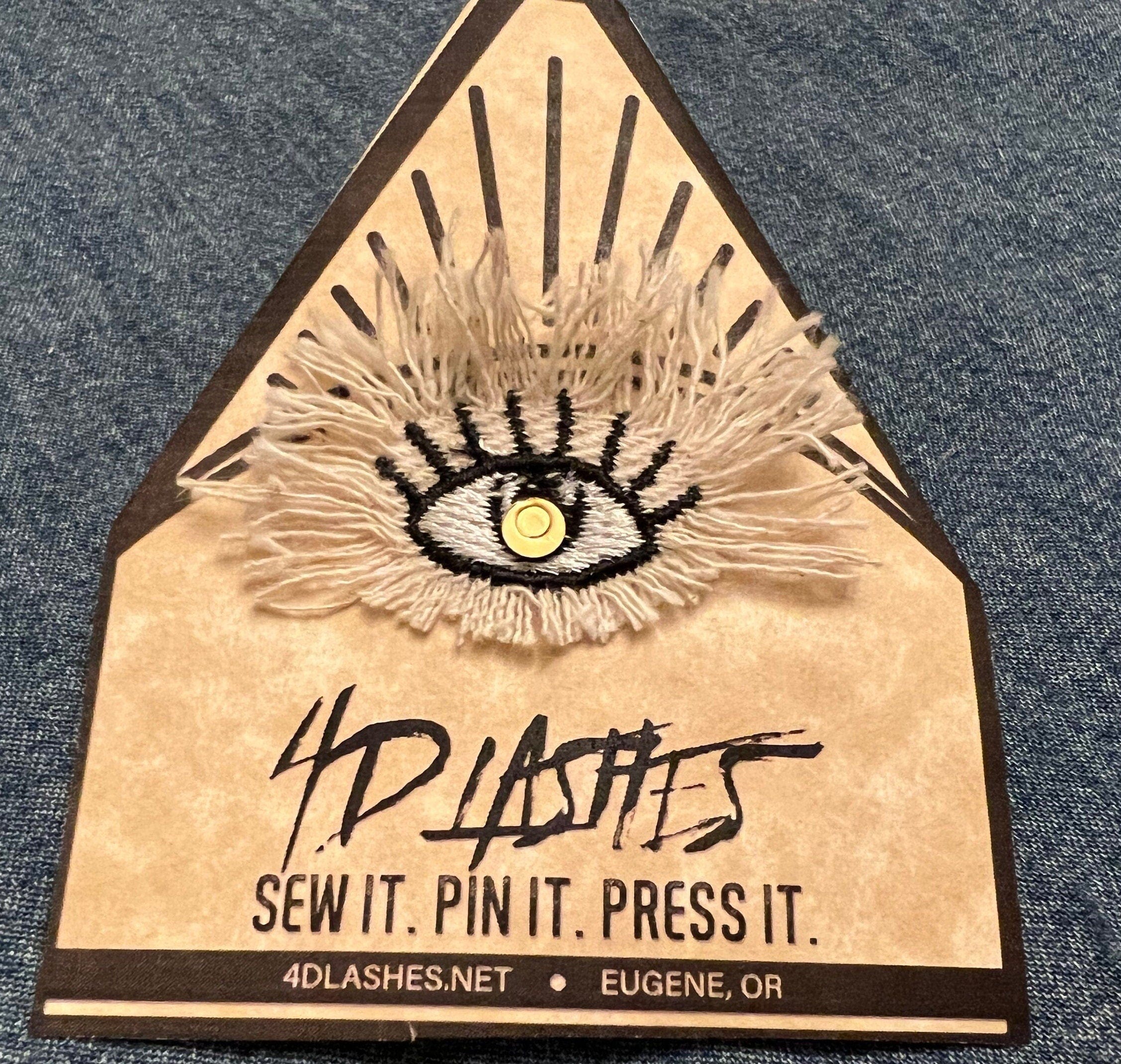 Protective Eye Decal Handmade Pin tie tack Pin included Embroidered Eye Frayed Natural Denim Lapel positive art stocking stuffer office gift Brooches & Lapel Pins