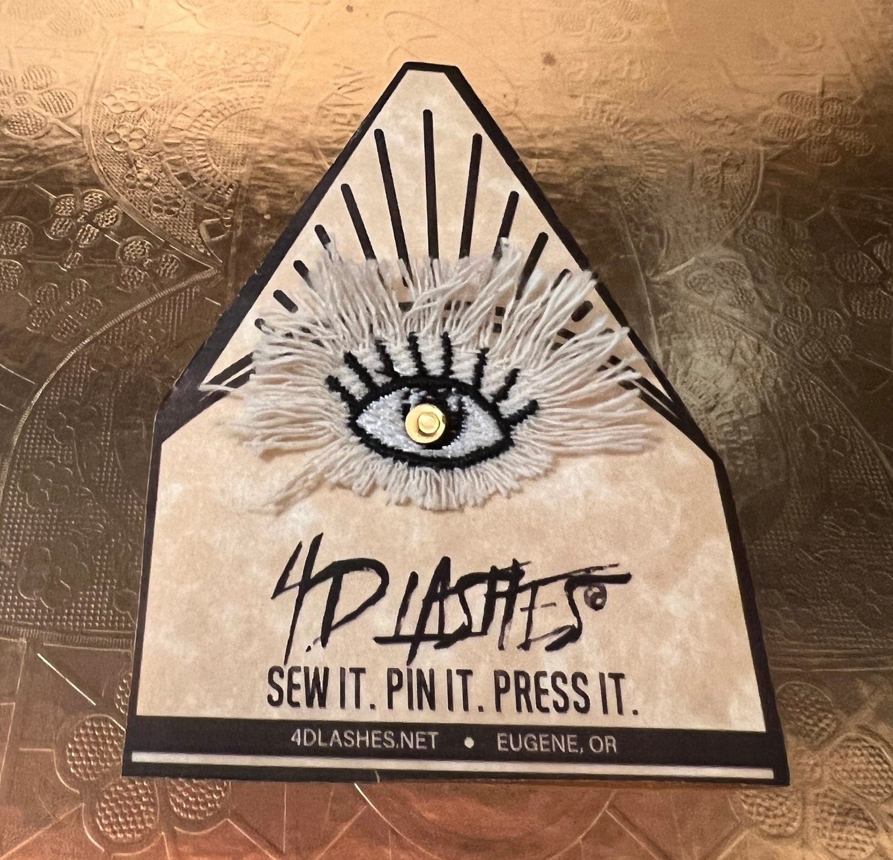 Protective Eye Decal Handmade Pin tie tack Pin included Embroidered Eye Frayed Natural Denim Lapel positive art stocking stuffer office gift Brooches & Lapel Pins