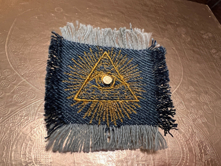 Protective PYRAMID EYE of Providence denim patch 2 X 2 Decal Iron On Pin Egyptian Masonic symbols frayed fringed edges Appliques & Patches