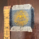 Protective PYRAMID EYE of Providence denim patch 2 X 2 Decal Iron On Pin Egyptian Masonic symbols frayed fringed edges Appliques & Patches
