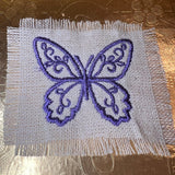 Purple BUTTERFLY white Linen SOULE PATCH - Lightweight thin Embroidered hand 2X2 Iron On decal patchwork butterflies lilac embroidery small Appliques & Patches
