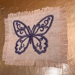Purple BUTTERFLY white Linen SOULE PATCH - Lightweight thin Embroidered hand 2X2 Iron On decal patchwork butterflies lilac embroidery small Appliques & Patches