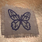 Purple BUTTERFLY white Linen SOULE PATCH - Lightweight thin Embroidered hand 2X2 Iron On decal patchwork butterflies lilac embroidery small Appliques & Patches