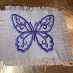 Purple BUTTERFLY white Linen SOULE PATCH - Lightweight thin Embroidered hand 2X2 Iron On decal patchwork butterflies lilac embroidery small Appliques & Patches