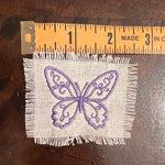 Purple BUTTERFLY white Linen SOULE PATCH - Lightweight thin Embroidered hand 2X2 Iron On decal patchwork butterflies lilac embroidery small Appliques & Patches
