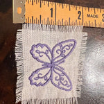 Purple BUTTERFLY white Linen SOULE PATCH - Lightweight thin Embroidered hand 2X2 Iron On decal patchwork butterflies lilac embroidery small Appliques & Patches