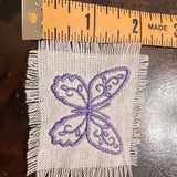 Purple BUTTERFLY white Linen SOULE PATCH - Lightweight thin Embroidered hand 2X2 Iron On decal patchwork butterflies lilac embroidery small Appliques & Patches