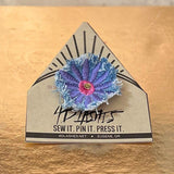 PURPLE FLOWER fringe Pin DECAL tie tack Handmade Embroidered Bleached Denim Frayed Lapel Patch Pin included art iron on unique ironon Brooches & Lapel Pins