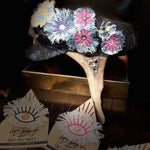 PURPLE FLOWER fringe Pin DECAL tie tack Handmade Embroidered Bleached Denim Frayed Lapel Patch Pin included art iron on unique ironon Brooches & Lapel Pins