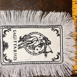 SAGITARIUS Zodiac Tarot SOULE PATCH art Iron On white denim patch 4 X 6 black embroidered Tarrot Decal Blue Jean Fringed Fray edges handmade Tarot Cards