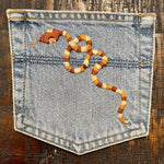 SNAKE HOT POCKET 3 color Hand Embroidered Stitched gold Denim Hippie Pocket 6 X 6 Appliques & Patches