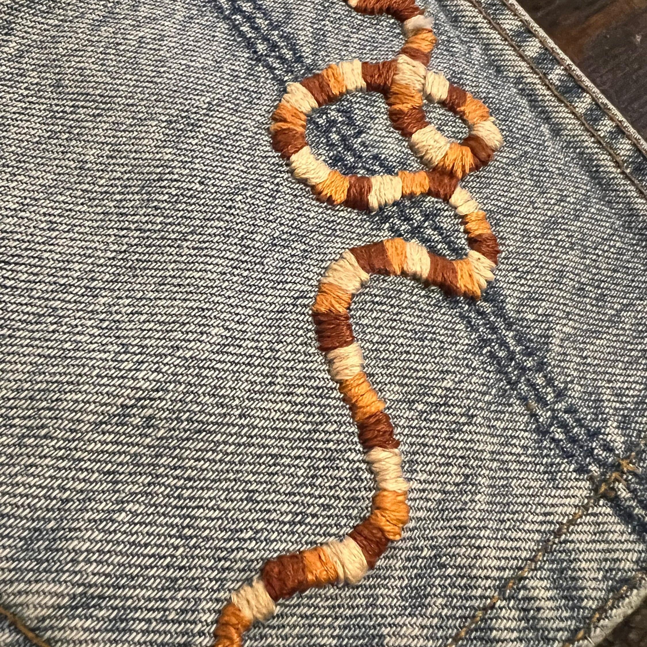 SNAKE HOT POCKET 3 color Hand Embroidered Stitched gold Denim Hippie Pocket 6 X 6 Appliques & Patches