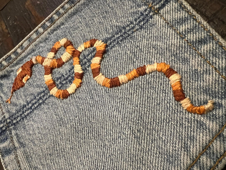 SNAKE HOT POCKET 3 color Hand Embroidered Stitched gold Denim Hippie Pocket 6 X 6 Appliques & Patches