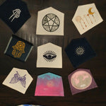 SOULE PATCH Hand of God Indigo DENIM Handmade Patch Embroidered Positive Symbol Gold Hamsa Appliques & Patches