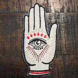 SOULE PATCH Protective Eye Hand of God DENIM Handmade Patch Embroidered Positive Symbol Hamsa large Iron On Appliques & Patches