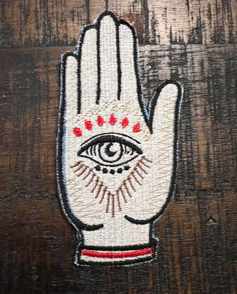 SOULE PATCH Protective Eye Hand of God DENIM Handmade Patch Embroidered Positive Symbol Hamsa large Iron On Appliques & Patches