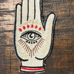 SOULE PATCH Protective Eye Hand of God DENIM Handmade Patch Embroidered Positive Symbol Hamsa large Iron On Appliques & Patches