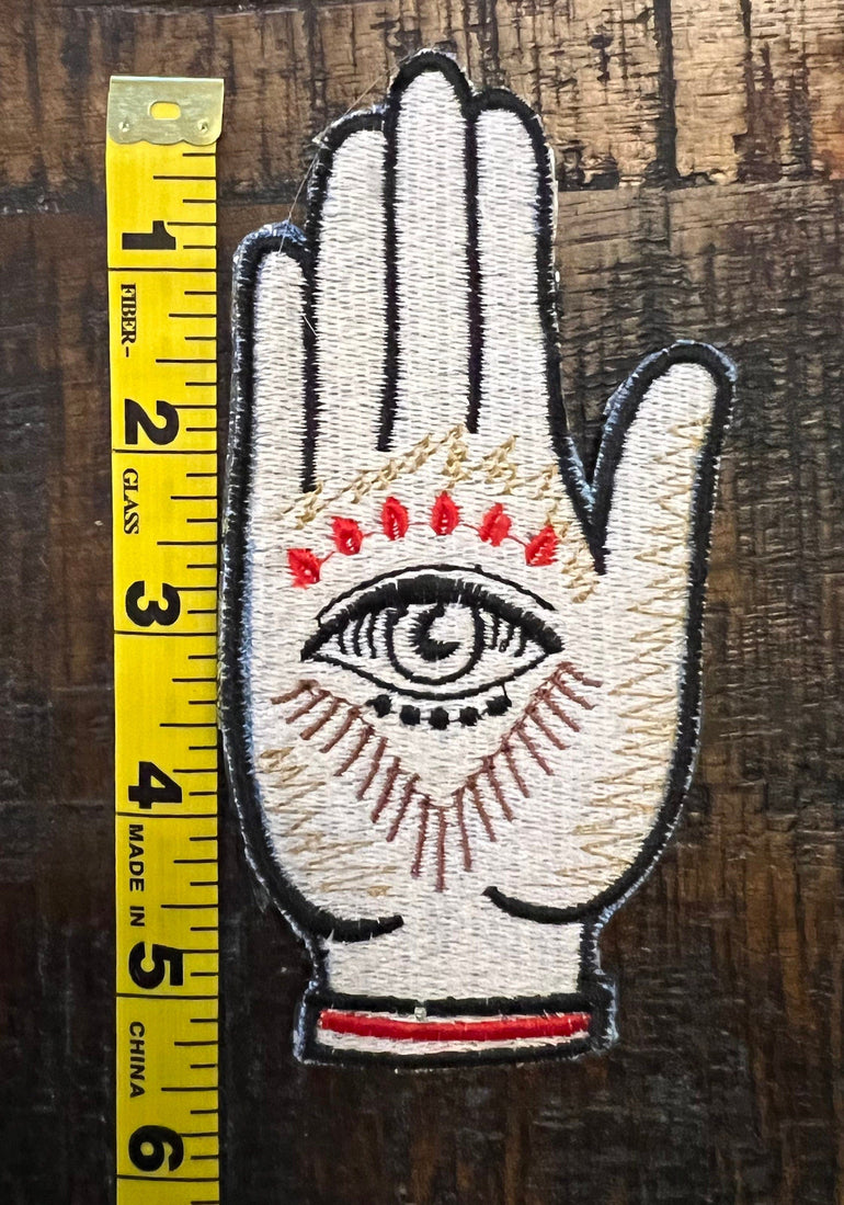 SOULE PATCH Protective Eye Hand of God DENIM Handmade Patch Embroidered Positive Symbol Hamsa large Iron On Appliques & Patches