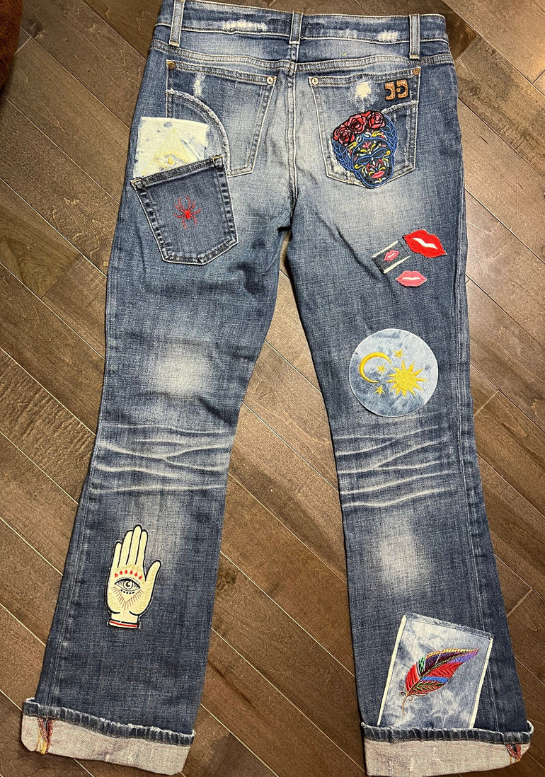 SOULE PATCH Protective Eye Hand of God DENIM Handmade Patch Embroidered Positive Symbol Hamsa large Iron On Appliques & Patches