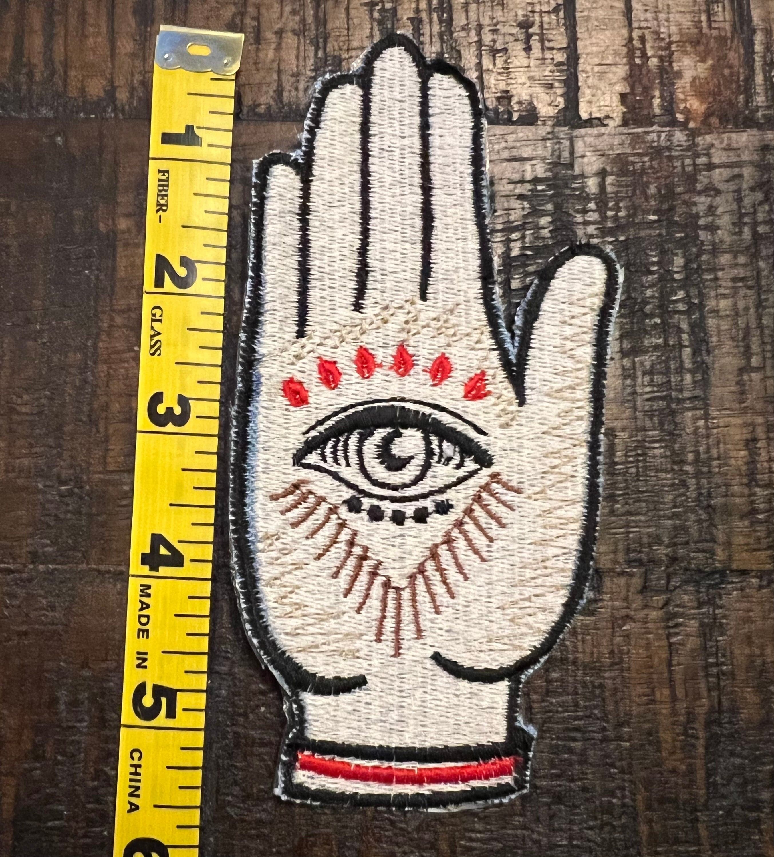 SOULE PATCH Protective Eye Hand of God DENIM Handmade Patch Embroidered Positive Symbol Hamsa large Iron On Appliques & Patches