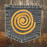 SPIRAL HOT POCKET Hand Embroidered Stitched gold Denim Hippie Pocket 5 X 6 Appliques & Patches