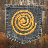 SPIRAL HOT POCKET Hand Embroidered Stitched gold Denim Hippie Pocket 5 X 6 Appliques & Patches