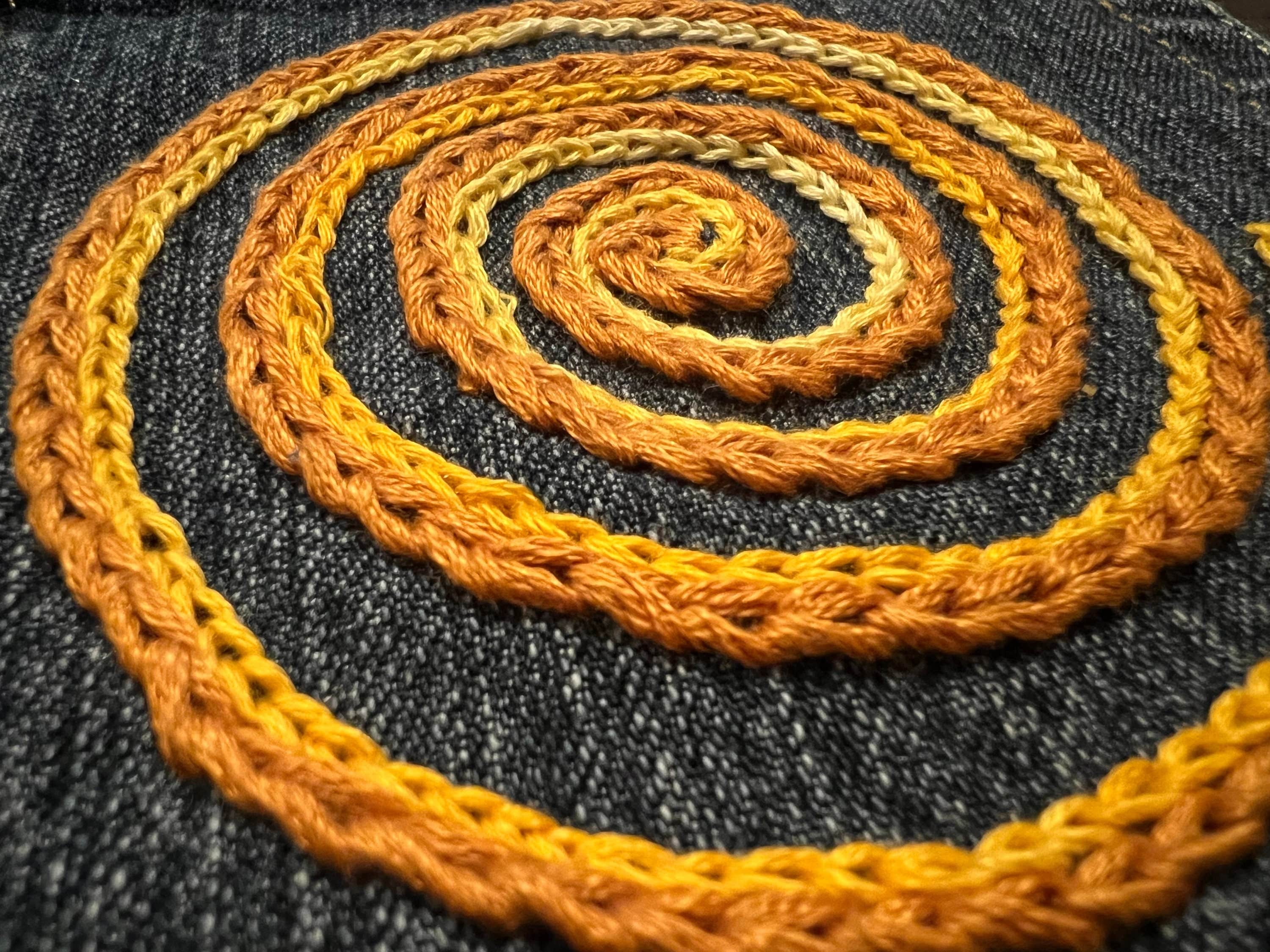 SPIRAL HOT POCKET Hand Embroidered Stitched gold Denim Hippie Pocket 5 X 6 Appliques & Patches