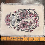 Sugar SKULL Head Pink Flowers Large SOULE PATCH art Iron On patch 8 X 6 black embroidered Decal White Denim Fringed Fray edges handmade Appliques & Patches