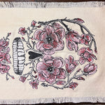 Sugar SKULL Head Pink Flowers Large SOULE PATCH art Iron On patch 8 X 6 black embroidered Decal White Denim Fringed Fray edges handmade Appliques & Patches