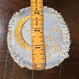 Sun & Moon Stars SOULE PATCH art Indigo Denim Celestial 3 inch Round IRON On Jean Patches embroidered Golden Sol decal patchwork frayed Appliques & Patches