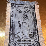 The EMPRESS Tarot SOULE PATCH art bleached Iron On denim patch 4 X 2.5 black embroidered Tarrot Decal Blue Jean Frayed edges handmade Tarot Cards
