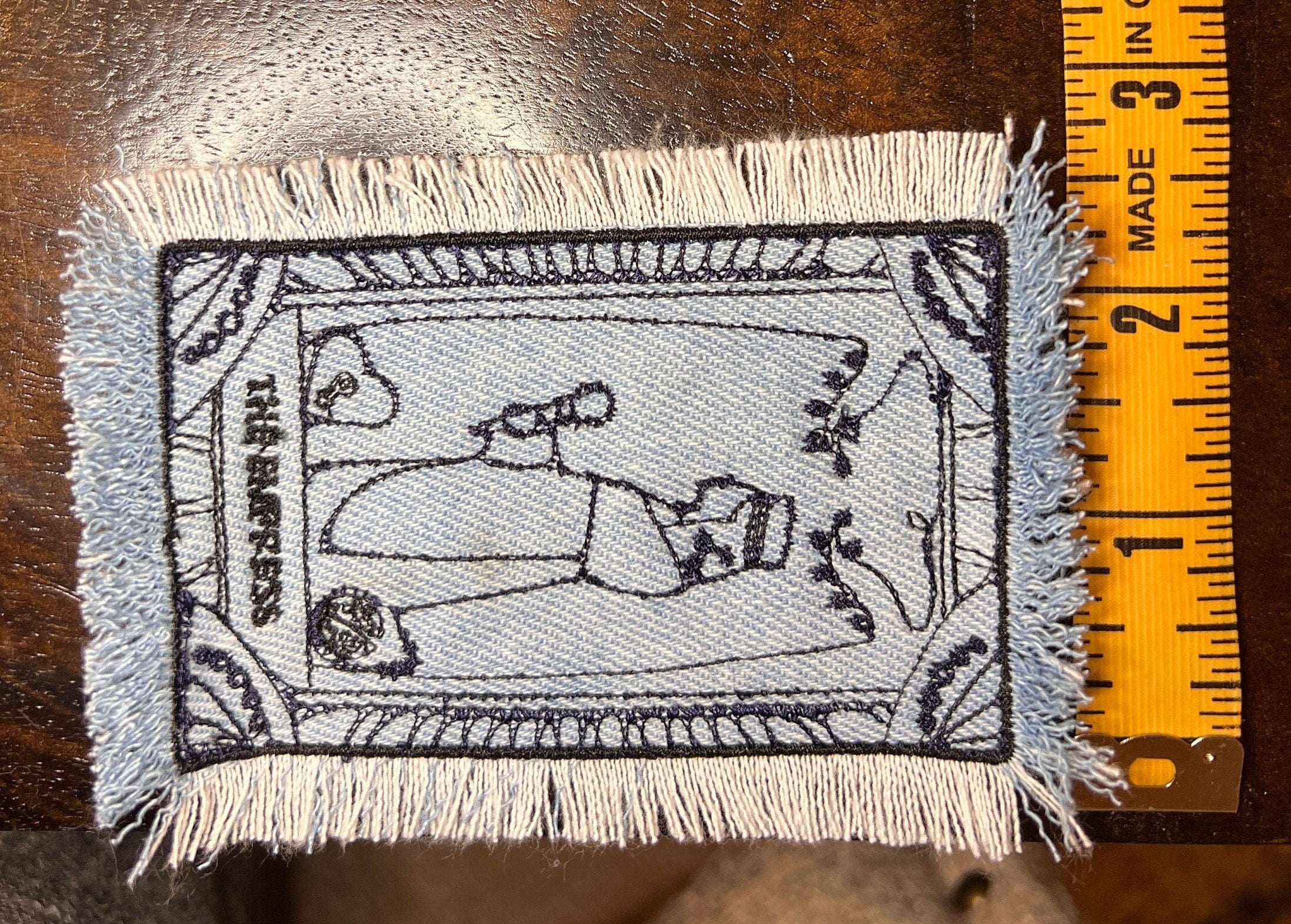 The EMPRESS Tarot SOULE PATCH art bleached Iron On denim patch 4 X 2.5 black embroidered Tarrot Decal Blue Jean Frayed edges handmade Tarot Cards