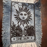The SUN Tarot Iron On MAX Fringe PATCH art bleached denim patch 5X4 black embroidered Sunflowers Solei Sunshine Frayed fringed decal