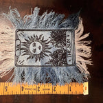 The SUN Tarot Iron On MAX Fringe PATCH art bleached denim patch 5X4 black embroidered Sunflowers Solei Sunshine Frayed fringed decal