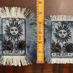 The SUN Tarot Iron On MAX Fringe PATCH art bleached denim patch 5X4 black embroidered Sunflowers Solei Sunshine Frayed fringed decal