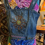 Zodiac Wheel Denim Vest Halter Top Astrological Chart Hand Embroidered Boston Proper Customized 12