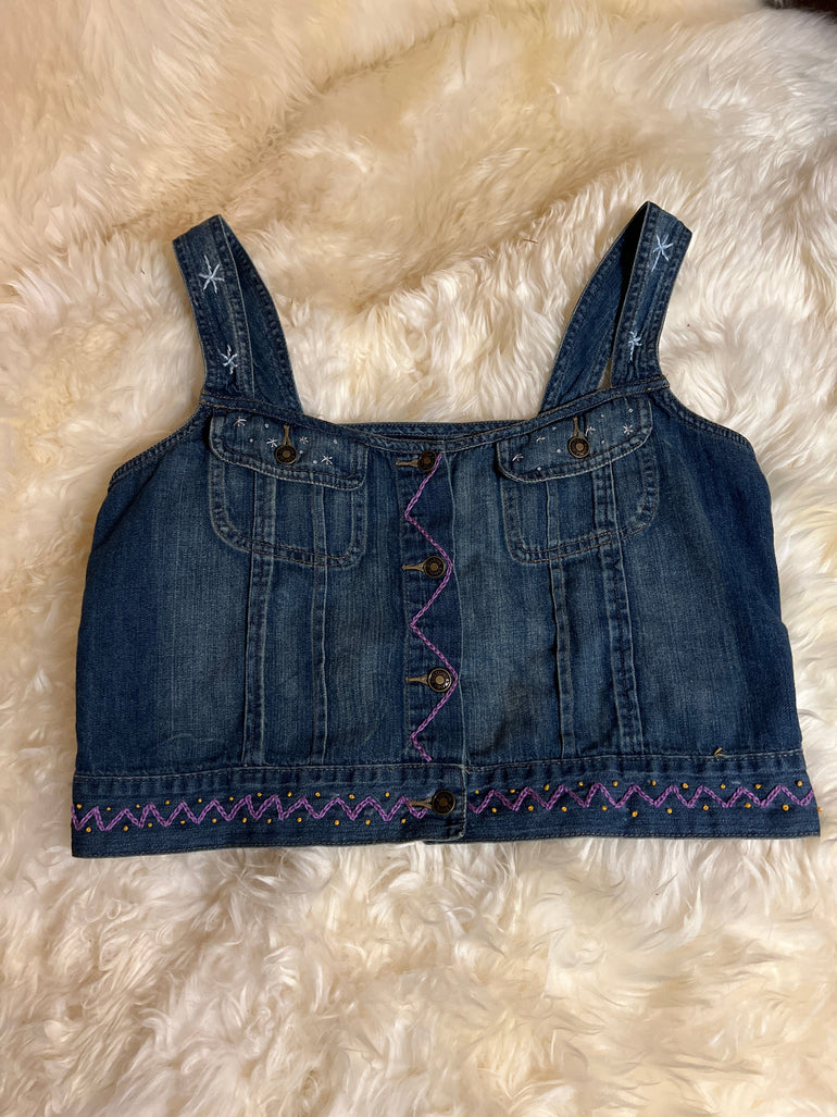 Zodiac Wheel Denim Vest Halter Top Astrological Chart Hand Embroidered Boston Proper Customized 12
