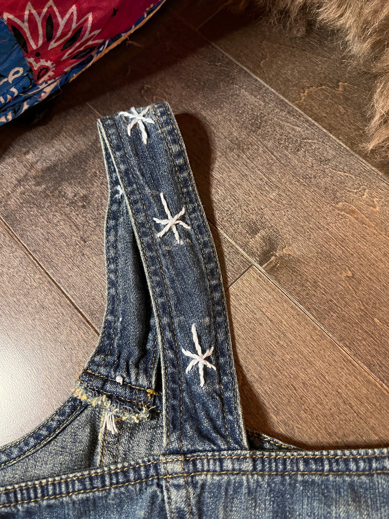 Zodiac Wheel Denim Vest Halter Top Astrological Chart Hand Embroidered Boston Proper Customized 12